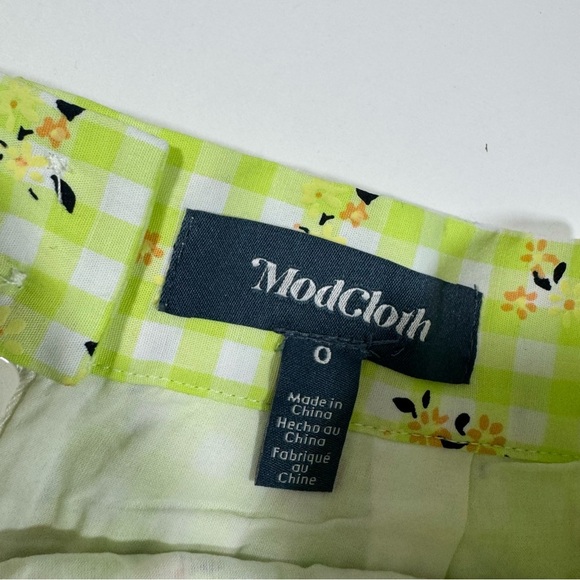 ModCloth Imagine the Possibilities Skirt Green Check Floral - Picture 5 of 7